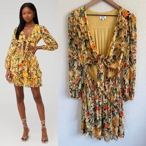 Ray For Days Floral Yellow Dress-Size L